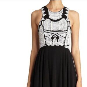 Parker Black White Beaded Maxi Gown Formal Evening Dress Women’s Size 0